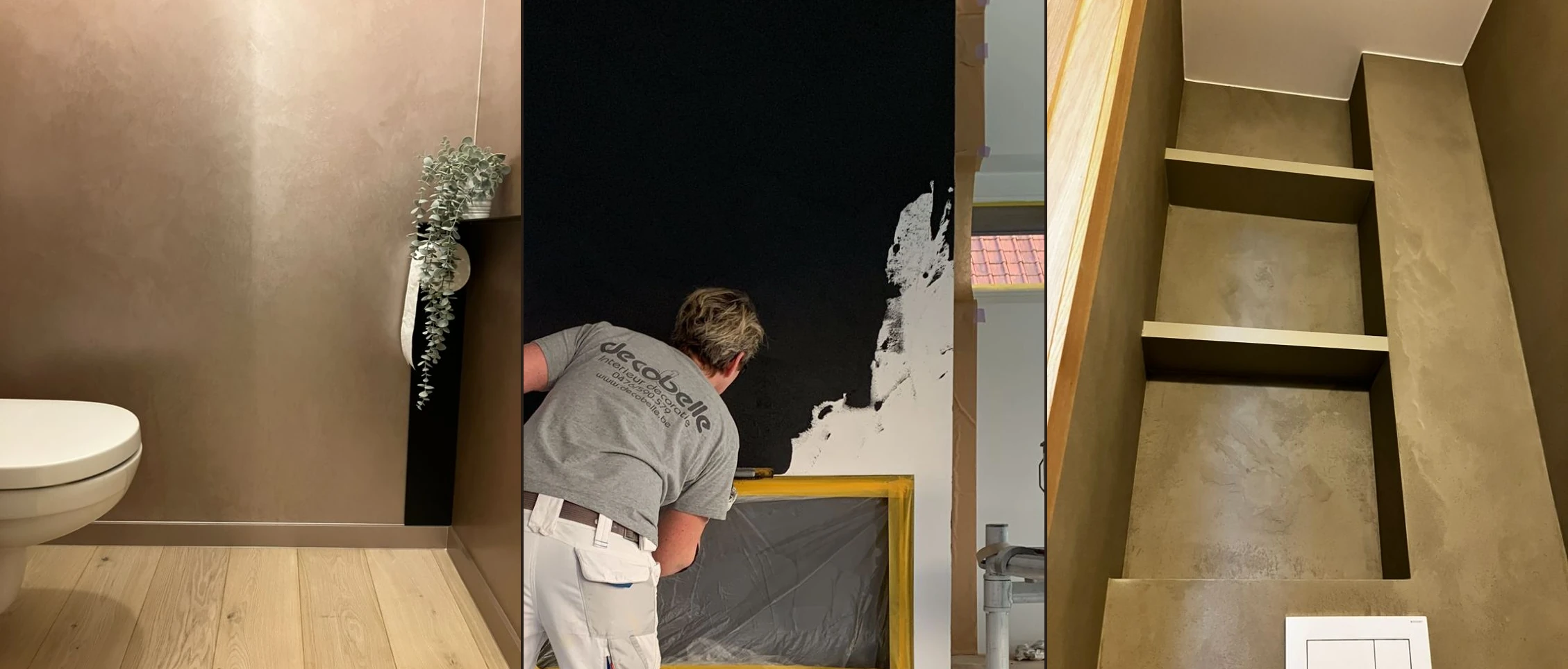 Isabelle werkt een diepzwarte wand af rond een goudkleurige lijst
